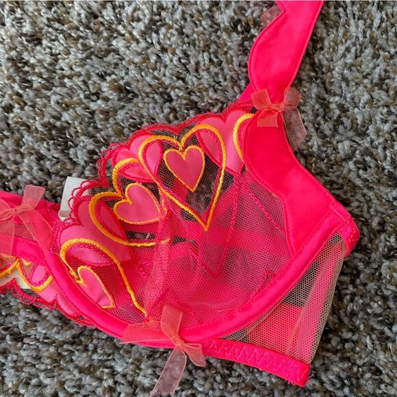 FOR LOVE & LEMONS Graphic Hearts Sheer Bra Size small NWT - Picture 3 of 8